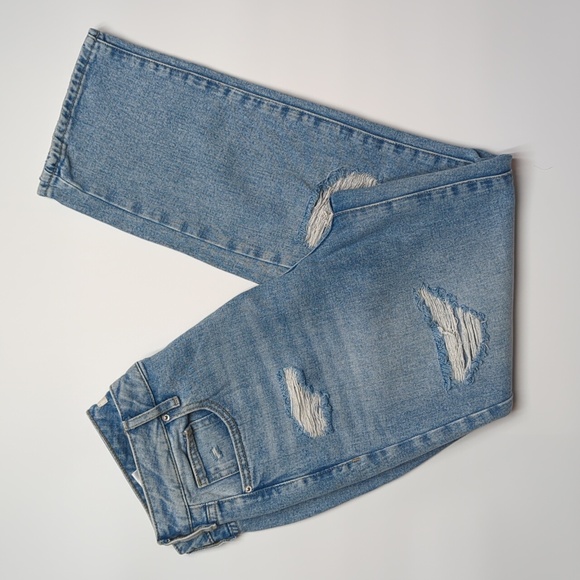 PacSun Ripped Mom Jeans Size 28 High Waist Straight Leg 100% Cotton Light Blue - Picture 1 of 12